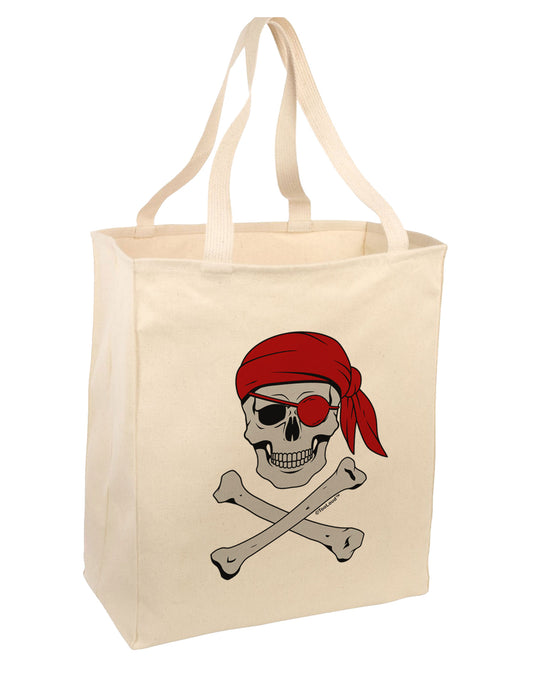 Pirate Skull Large Grocery Tote Bag-Natural-Grocery Tote-TooLoud-Natural-Large-Davson Sales