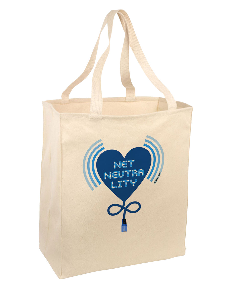 Heart Net Neutrality Large Grocery Tote Bag-Grocery Tote-TooLoud-Natural-Large-Davson Sales