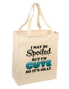 Spoiled But Cute Blue Large Grocery Tote Bag-Natural-Grocery Tote-TooLoud-Natural-Large-Davson Sales