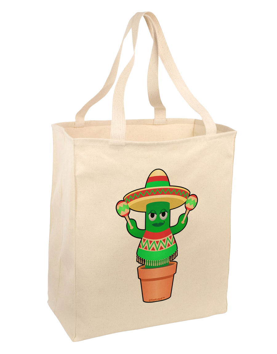 Fiesta Cactus Poncho Large Grocery Tote Bag by TooLoud-Grocery Tote-TooLoud-Natural-Large-Davson Sales