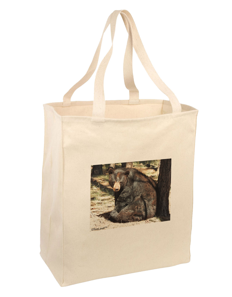 Sad Black Bear Large Grocery Tote Bag-Natural-Grocery Tote-TooLoud-Natural-Large-Davson Sales