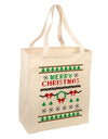 Merry Christmas Ugly Christmas Sweater Large Grocery Tote Bag-Grocery Tote-TooLoud-Natural-Large-Davson Sales