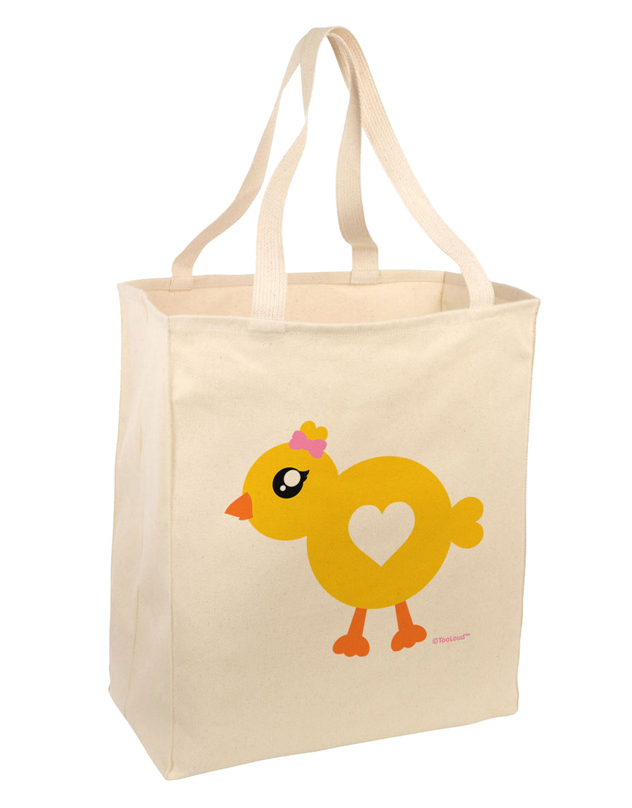 Cute Chick with Bow Large Grocery Tote Bag by TooLoud-Grocery Tote-TooLoud-Natural-Large-Davson Sales