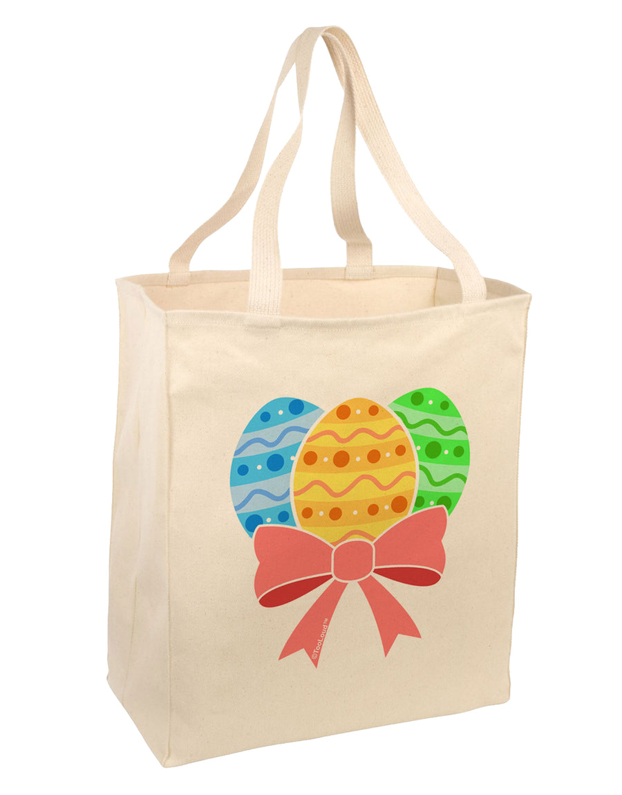 Easter Eggs With Bow Large Grocery Tote Bag by TooLoud-Grocery Tote-TooLoud-Natural-Large-Davson Sales