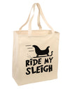 Ride My Sleigh BnW Large Grocery Tote Bag-Grocery Tote-TooLoud-Natural-Large-Davson Sales