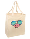 Kyu-T Face - Oinkz Cool Sunglasses Large Grocery Tote Bag-Grocery Tote-TooLoud-Natural-Large-Davson Sales