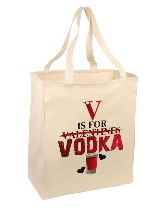 V Is For Vodka Large Grocery Tote Bag-Grocery Tote-TooLoud-Natural-Large-Davson Sales