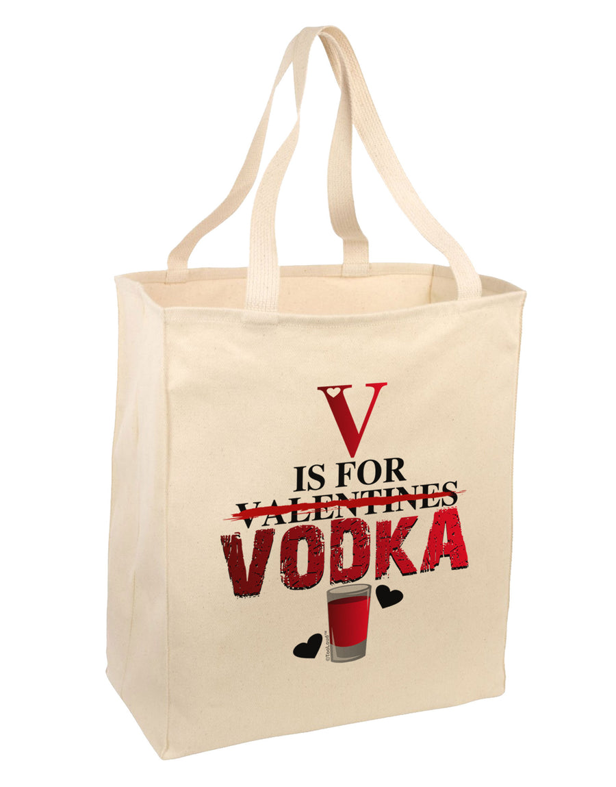 V Is For Vodka Large Grocery Tote Bag-Grocery Tote-TooLoud-Natural-Large-Davson Sales