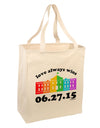 Love Always Wins with Date - Marriage Equality Large Grocery Tote Bag-Grocery Tote-TooLoud-Natural-Large-Davson Sales