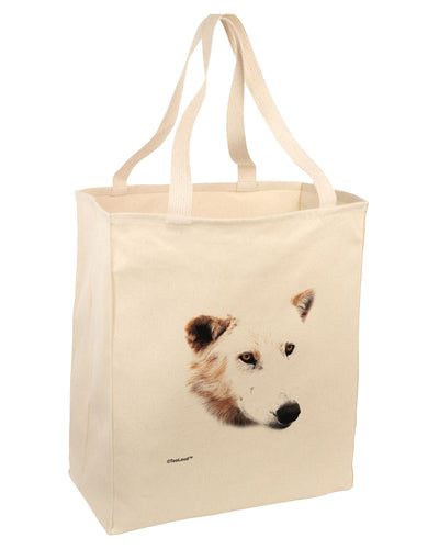 TooLoud White Wolf Head Cutout Large Grocery Tote Bag-Natural-Grocery Tote-TooLoud-Natural-Large-Davson Sales