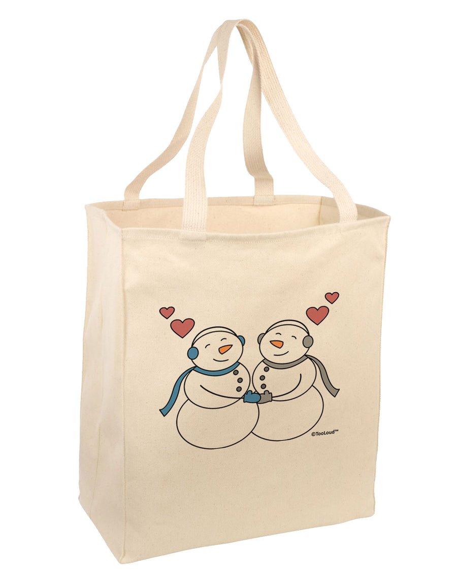 Cute Snowman Couple Large Grocery Tote Bag by TooLoud-Grocery Tote-TooLoud-Natural-Large-Davson Sales