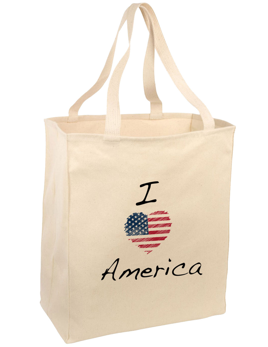 I Heart America Scribble Large Grocery Tote Bag-Grocery Tote-TooLoud-Natural-Large-Davson Sales