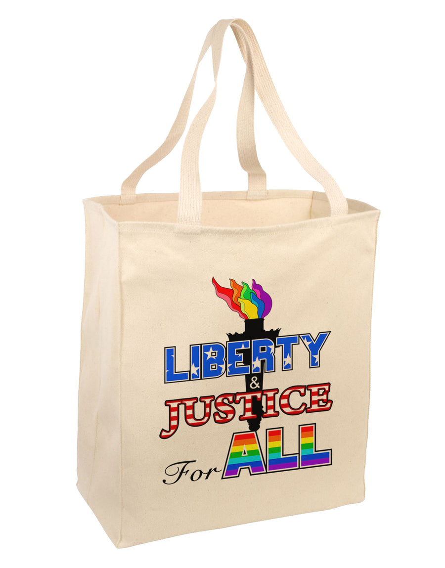 Gay Equality Liberty Justice for All Large Grocery Tote Bag-Grocery Tote-TooLoud-Natural-Large-Davson Sales