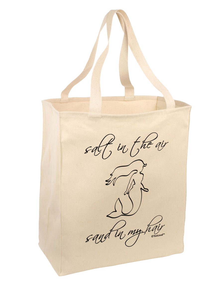 Salt in the Air Sand in My Hair - Mermaid Large Grocery Tote Bag-Grocery Tote-TooLoud-Natural-Large-Davson Sales