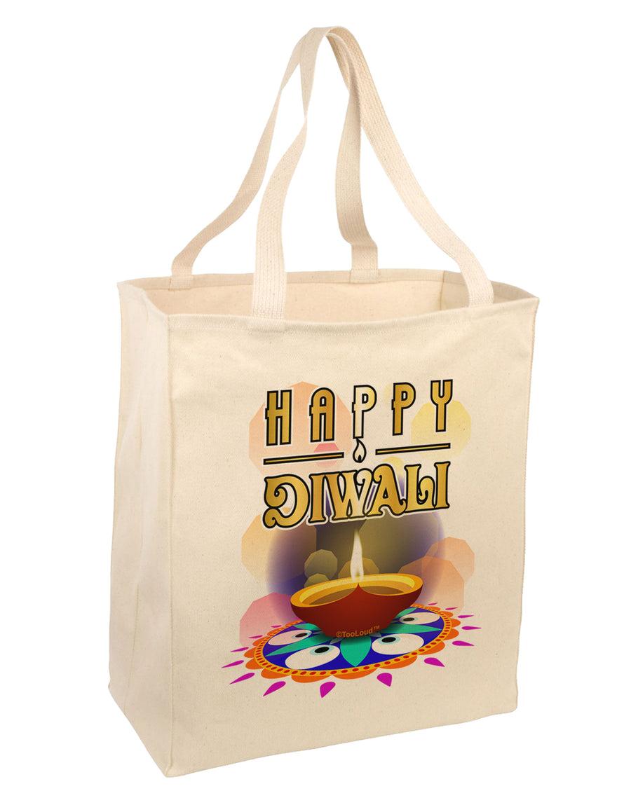 Happy Diwali - Rangoli and Diya Large Grocery Tote Bag by TooLoud-TooLoud-Natural-Davson Sales