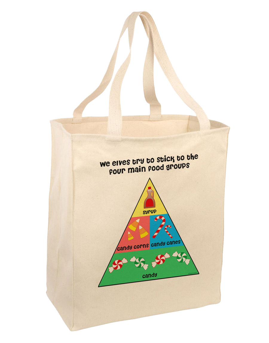 Main Food Groups of an Elf - Christmas Large Grocery Tote Bag-Grocery Tote-TooLoud-Natural-Large-Davson Sales