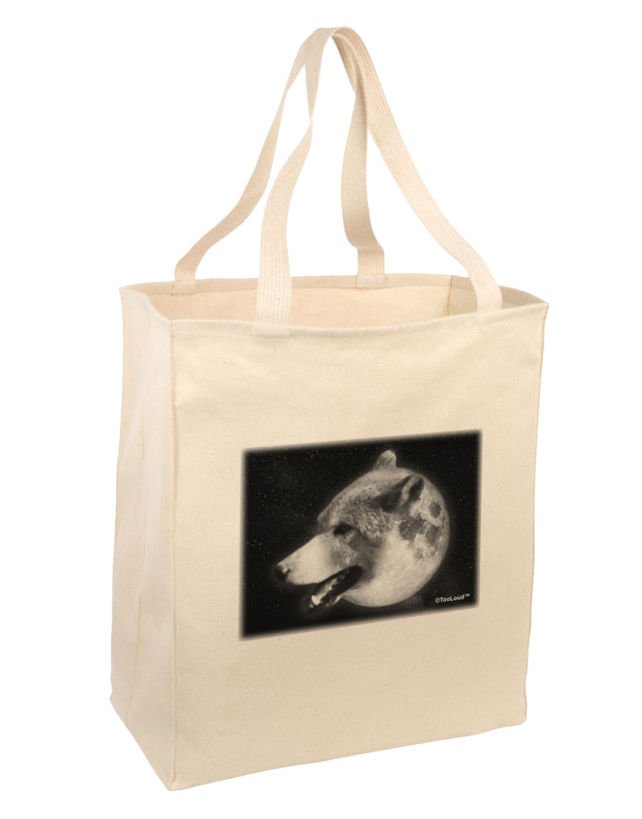 White Wolf Moon Large Grocery Tote Bag-Natural-Grocery Tote-TooLoud-Natural-Large-Davson Sales