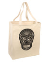 Version 9 Black and White Day of the Dead Calavera Large Grocery Tote Bag-Grocery Tote-TooLoud-Natural-Large-Davson Sales