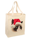 Santa Hat Disgruntled Siamese Cat Large Grocery Tote Bag by TooLoud-Grocery Tote-TooLoud-Natural-Large-Davson Sales