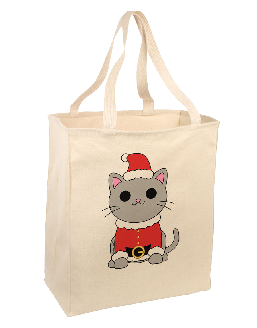 Mr. Whiskerton Santa Suit - Christmas Large Grocery Tote Bag by TooLoud-Grocery Tote-TooLoud-Natural-Large-Davson Sales