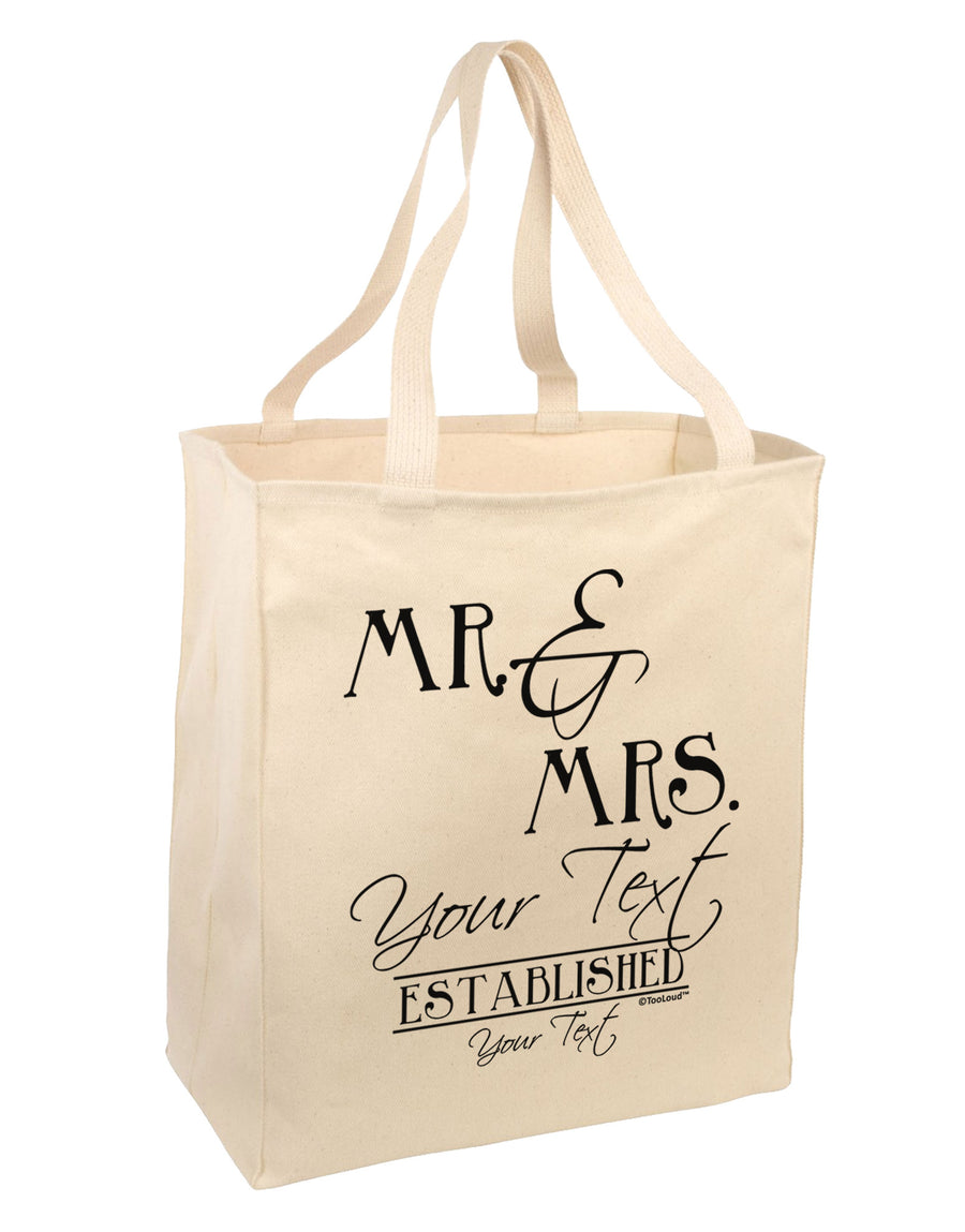 Personalized Mr and Mrs -Name- Established -Date- Design Large Grocery Tote Bag-Grocery Tote-TooLoud-Natural-Large-Davson Sales