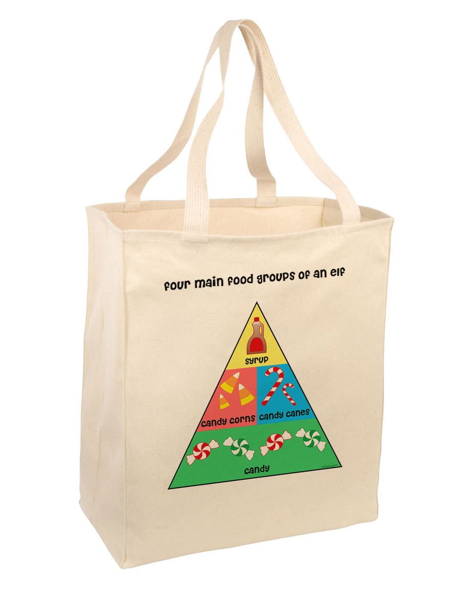 Four Main Food Groups of an Elf - Christmas Large Grocery Tote Bag-Grocery Tote-TooLoud-Natural-Large-Davson Sales