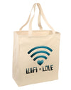 TooLoud Wifi Equals Love Large Grocery Tote Bag-Grocery Tote-TooLoud-Natural-Large-Davson Sales