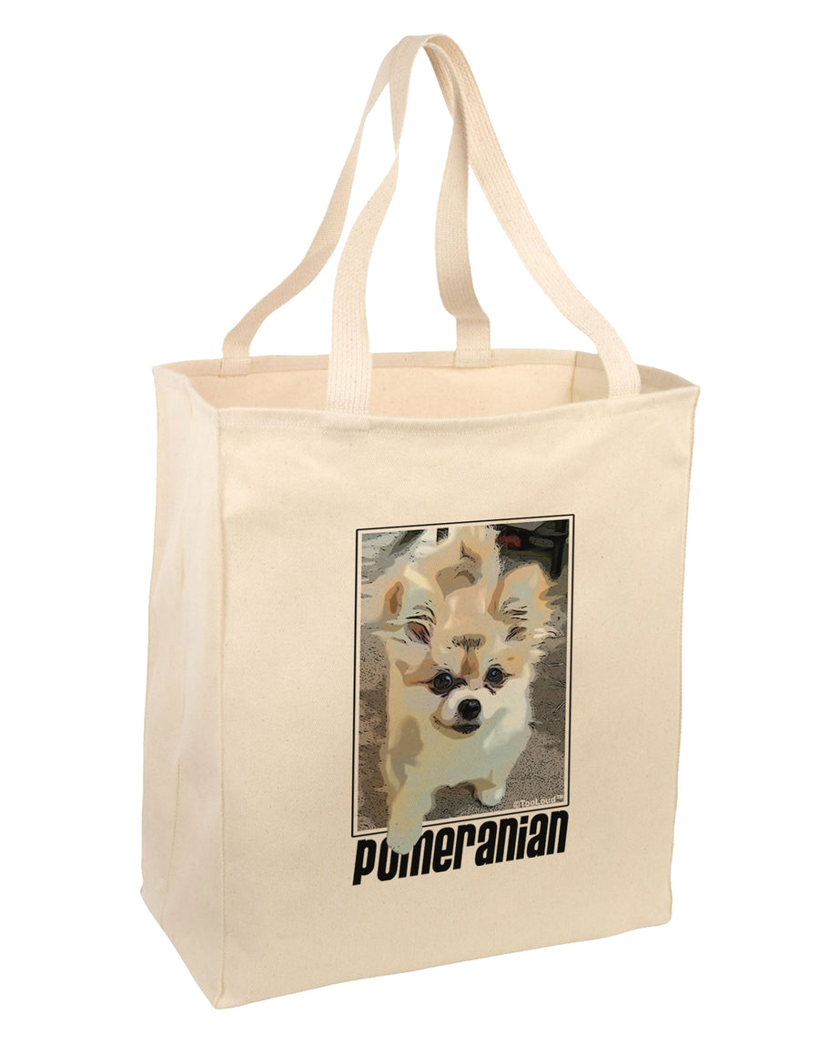 Pomeranian Step Out Large Grocery Tote Bag-Natural by TooLoud-Grocery Tote-TooLoud-Natural-Large-Davson Sales