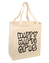 Happy Mardi Gras Text 2 BnW Large Grocery Tote Bag-Grocery Tote-TooLoud-Natural-Large-Davson Sales