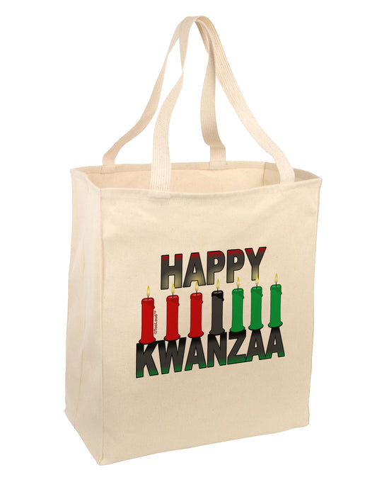 Happy Kwanzaa Candles Large Grocery Tote Bag-Grocery Tote-TooLoud-Natural-Large-Davson Sales