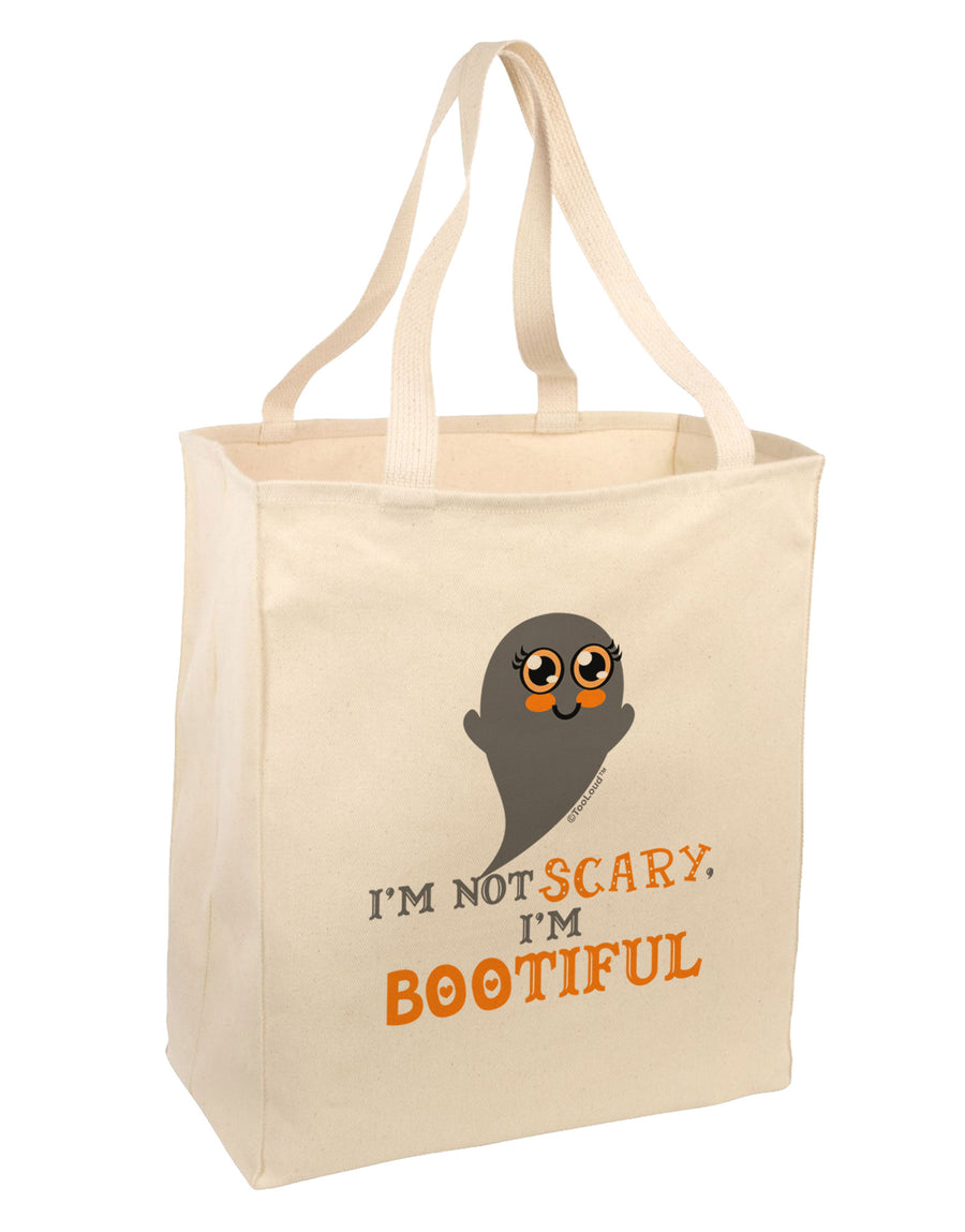 BOOtiful Ghost Orange Large Grocery Tote Bag-Grocery Tote-TooLoud-Natural-Large-Davson Sales