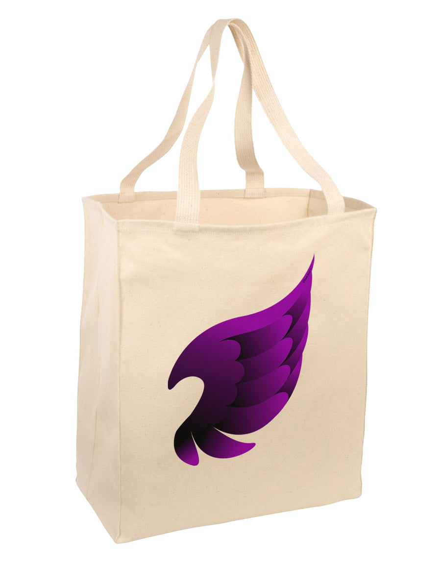 Cute Single Dark Angel Wing Black and Purple Large Grocery Tote Bag-Grocery Tote-TooLoud-Natural-Large-Davson Sales