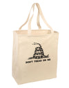 Subdued Don't Tread On Me Gadsden Flag Rattlesnake Large Grocery Tote Bag-Grocery Tote-TooLoud-Natural-Large-Davson Sales