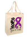 Hope for a Cure - Purple Ribbon Crohn’s Disease - Flowers Large Grocery Tote Bag-Grocery Tote-TooLoud-Natural-Large-Davson Sales