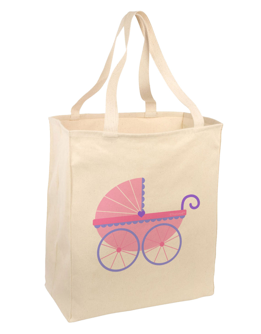 Baby Girl Carriage Large Grocery Tote Bag-Grocery Tote-TooLoud-Natural-Large-Davson Sales