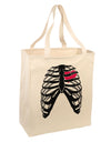 Black Skeleton Bones Ribcage with Heart Large Grocery Tote Bag-Grocery Tote-TooLoud-Natural-Large-Davson Sales