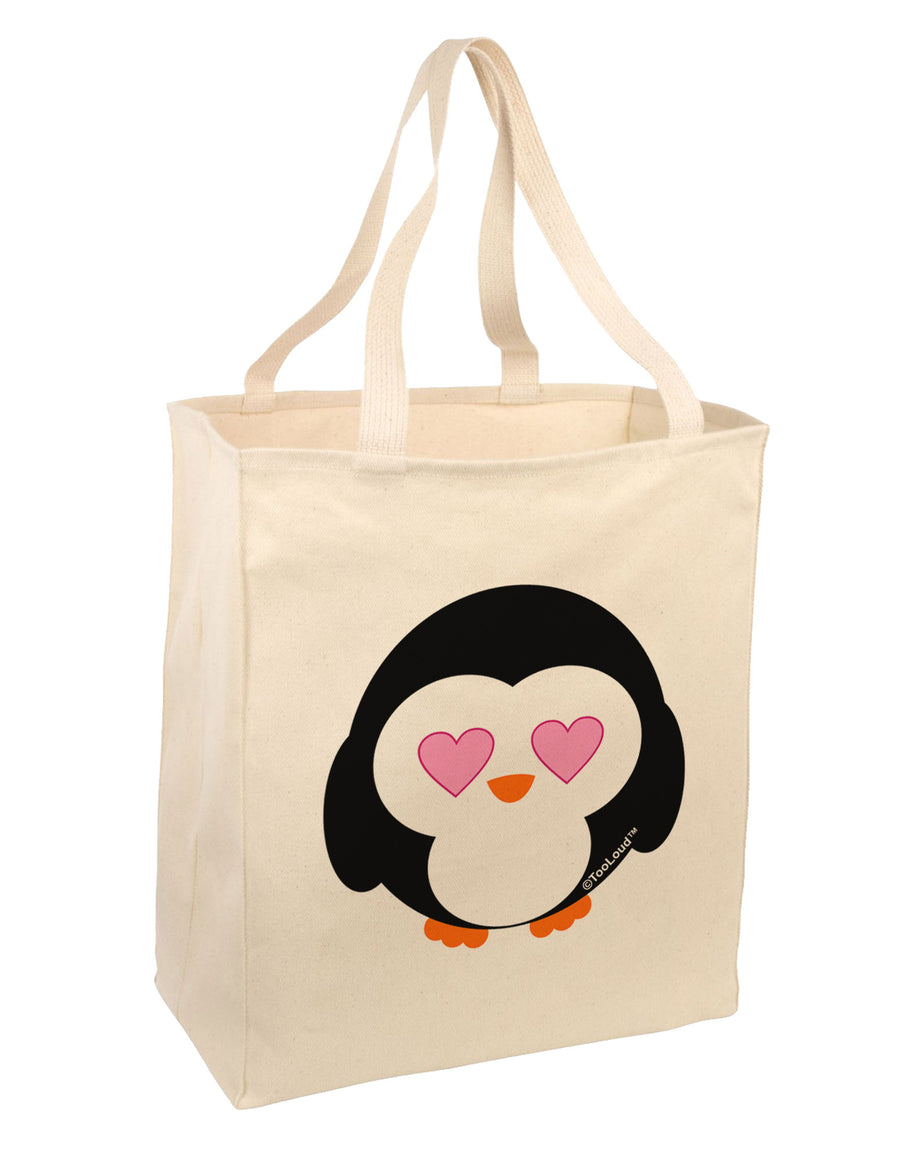 Cute Penguin - Heart Eyes Large Grocery Tote Bag by TooLoud-Grocery Tote-TooLoud-Natural-Large-Davson Sales