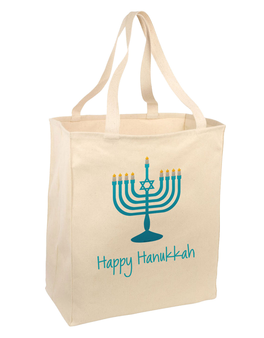 Happy Hanukkah Menorah Large Grocery Tote Bag-Grocery Tote-TooLoud-Natural-Large-Davson Sales