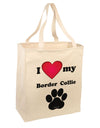 I Heart My Border Collie Large Grocery Tote Bag-Natural by TooLoud-Grocery Tote-TooLoud-Natural-Large-Davson Sales