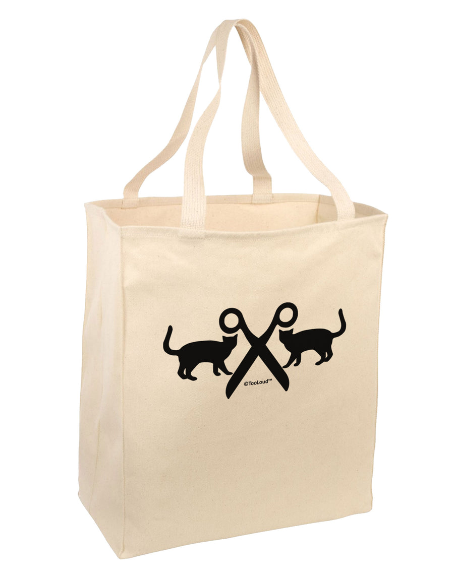 Two Cats With Scissors Large Grocery Tote Bag by TooLoud-Grocery Tote-TooLoud-Natural-Large-Davson Sales