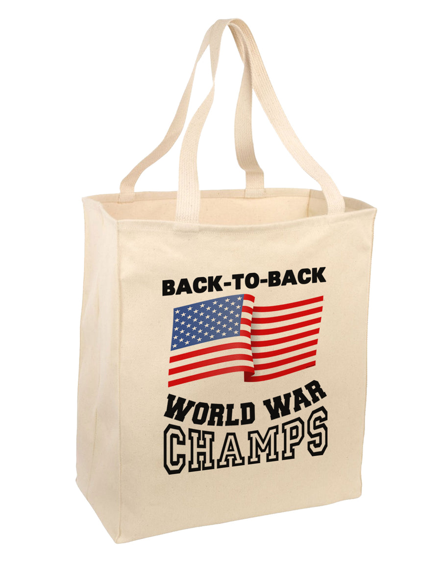 Back to Back World War Champs Large Grocery Tote Bag-Grocery Tote-TooLoud-Natural-Large-Davson Sales