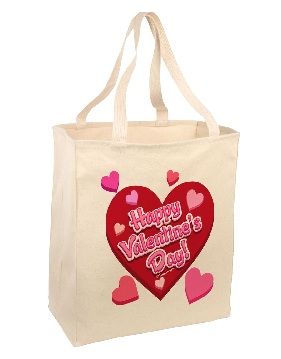 Happy Valentine's Day Romantic Hearts Large Grocery Tote Bag-Grocery Tote-TooLoud-Natural-Large-Davson Sales