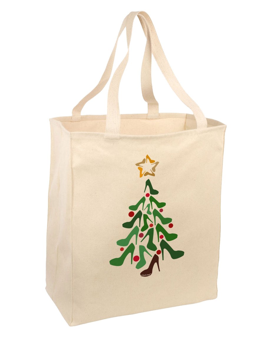 High Heels Shoes Christmas Tree Large Grocery Tote Bag-Grocery Tote-TooLoud-Natural-Large-Davson Sales