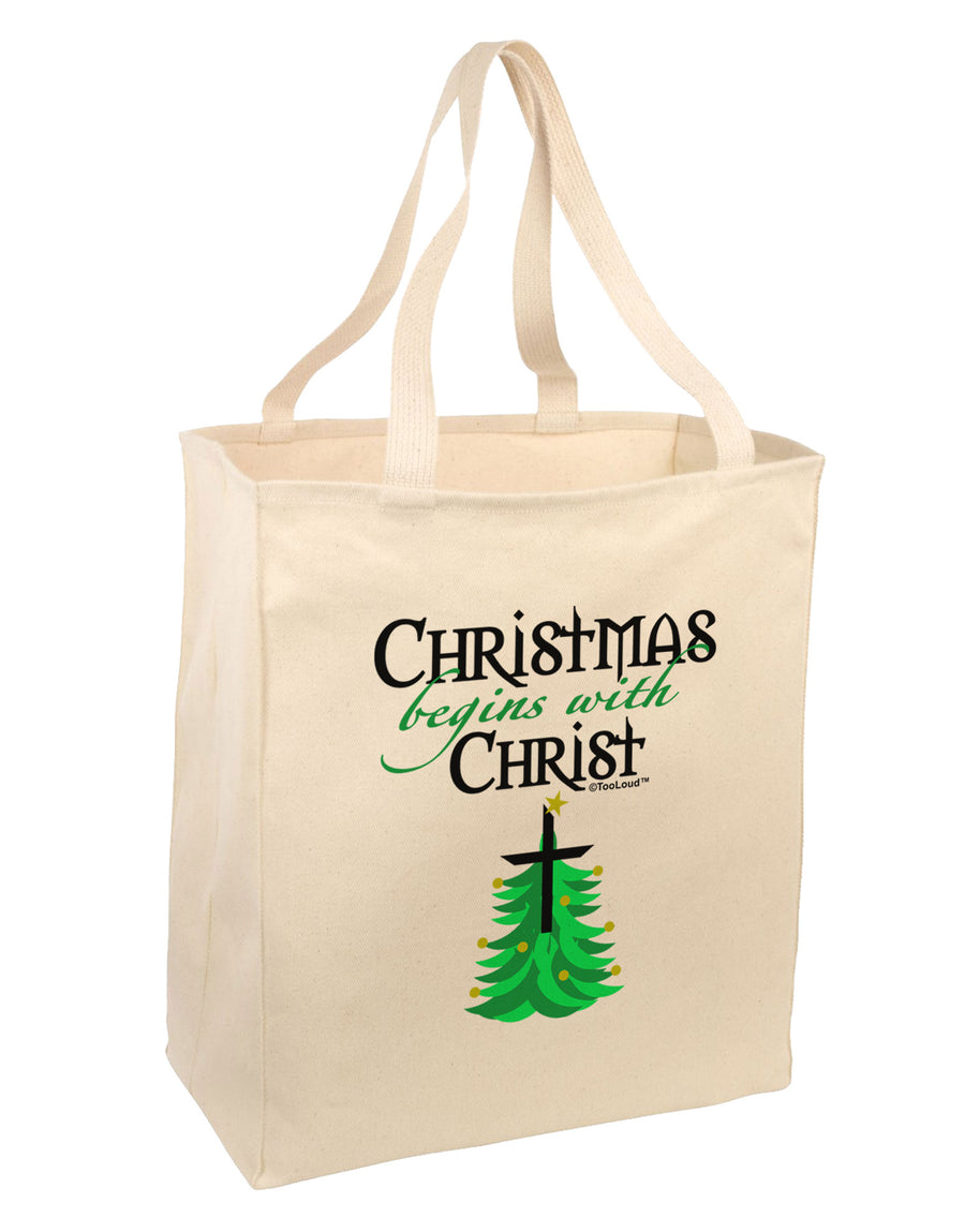 Begins With Christ Large Grocery Tote Bag-Grocery Tote-TooLoud-Natural-Large-Davson Sales