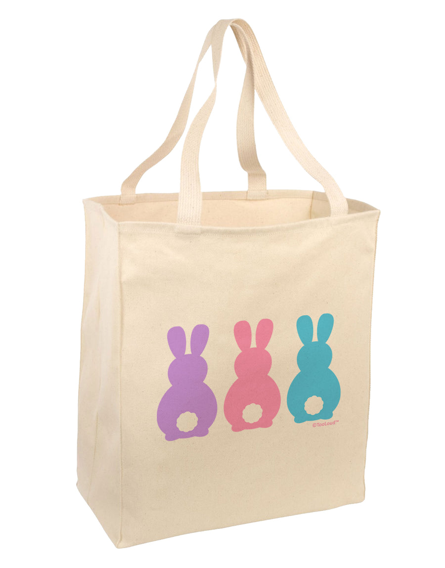 Three Easter Bunnies - Pastels Large Grocery Tote Bag by TooLoud-Grocery Tote-TooLoud-Natural-Large-Davson Sales