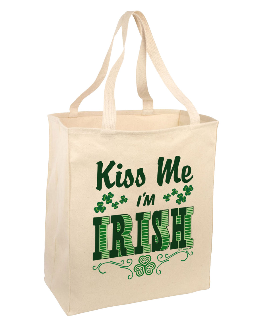 Kiss Me I'm Irish St Patricks Day Large Grocery Tote Bag-Grocery Tote-TooLoud-Natural-Large-Davson Sales