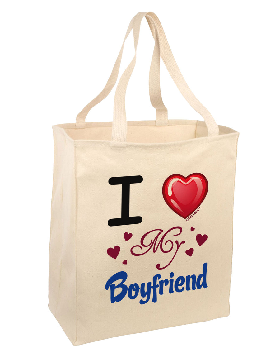 I Love Heart My Boyfriend Large Grocery Tote Bag-Grocery Tote-TooLoud-Natural-Large-Davson Sales