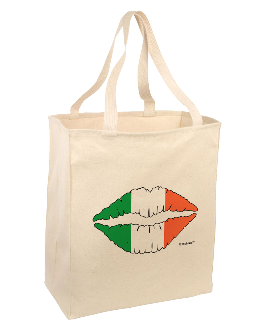 Irish Flag Kiss Large Grocery Tote Bag by TooLoud-Grocery Tote-TooLoud-Natural-Large-Davson Sales