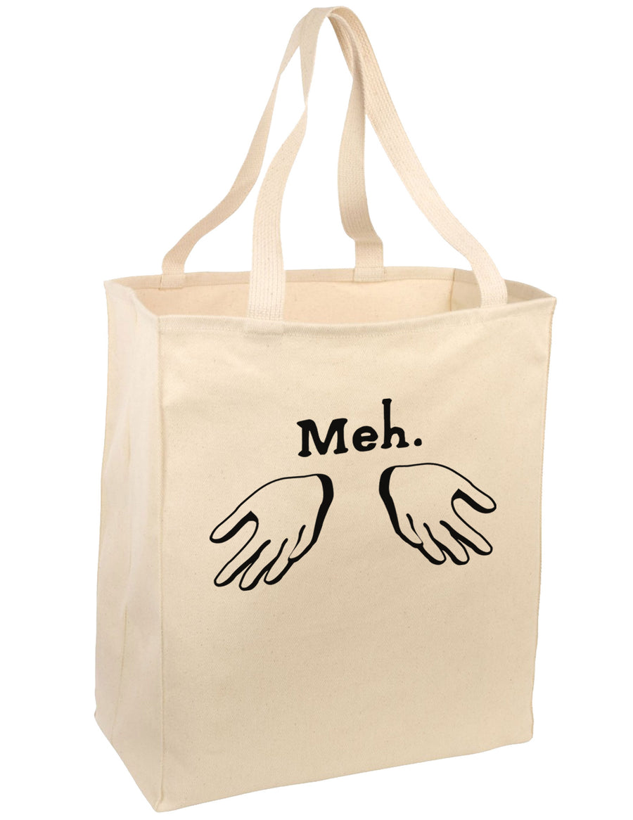 Meh with Hands Large Grocery Tote Bag-Grocery Tote-TooLoud-Natural-Large-Davson Sales