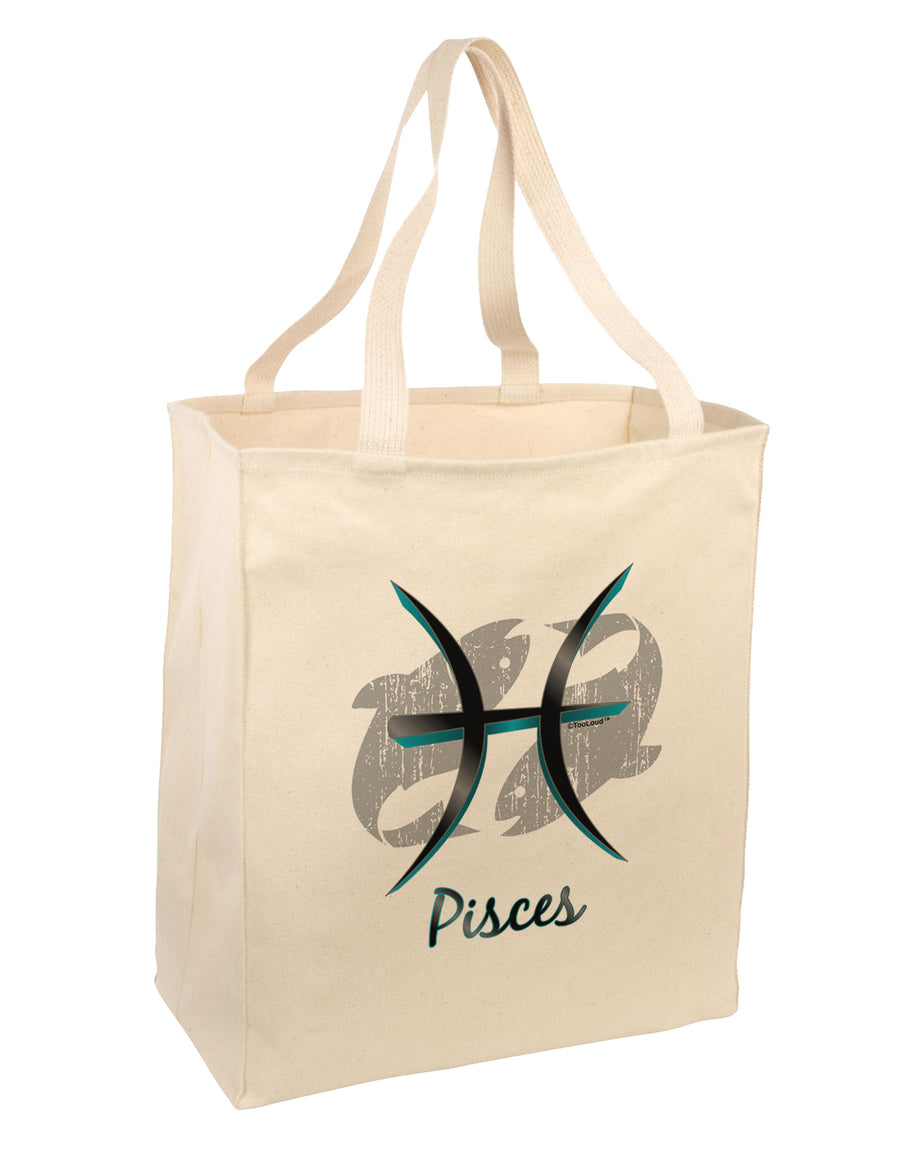 Pisces Symbol Large Grocery Tote Bag-Grocery Tote-TooLoud-Natural-Large-Davson Sales